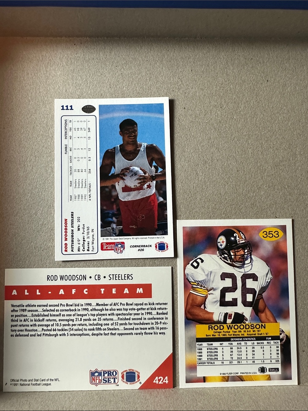 Rod Woodson with Jack Ham/Terry Bradshaw Steelers legends lot of 18 - Picture 3 of 13